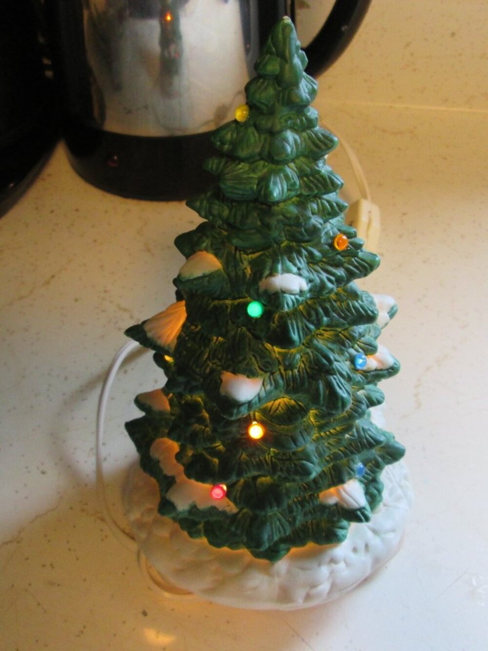 vtg st Nicholas square light up porclein tree 7.5 in christmas tree